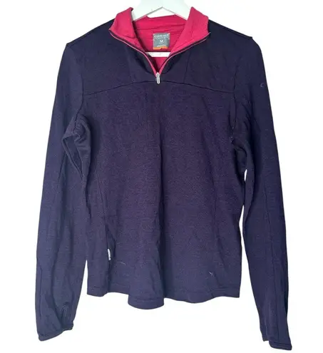 Icebreaker Merino Wool Quarter Zip Sweater Purple Size Medium