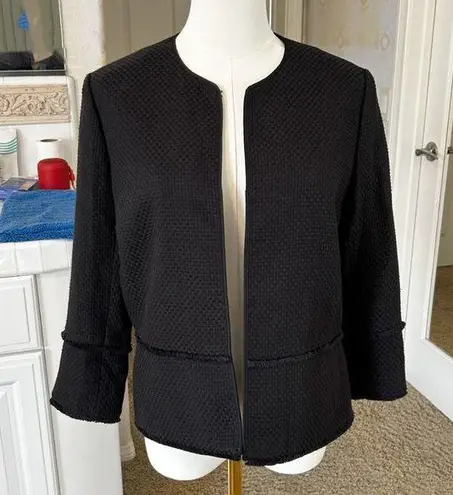 T Tahari Black Three Quarter Length Dress Jacket in Women's Size Small