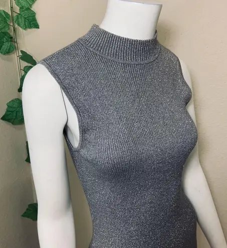 Nygard Silver Metallic Turtleneck Tank Top Blouse