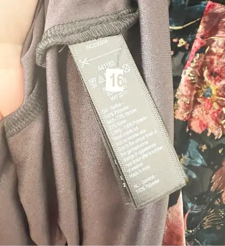 Monsoon Peony devore hanky hem dress black Velvet Size US 10