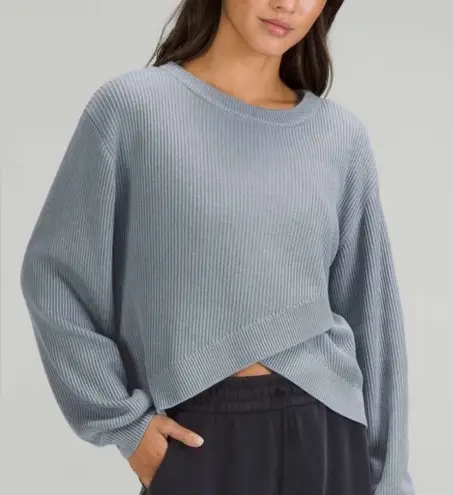 Lululemon  Reversible Crossover Sweater Size 10 Blue Cashmere Blend Fisherman - Image 1