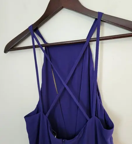 Fame and Partners Gown Purple Maxi Dress Cutouts Sleeveless Formal Slit Womens 6