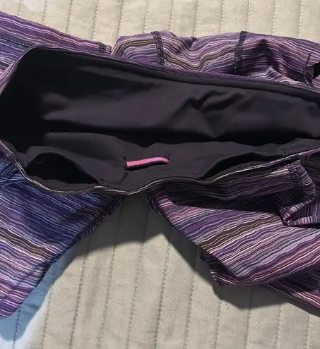 Lululemon Pace Rival Crop Space Dye Twist Leggings 4 Purple Stripe Pockets EUC