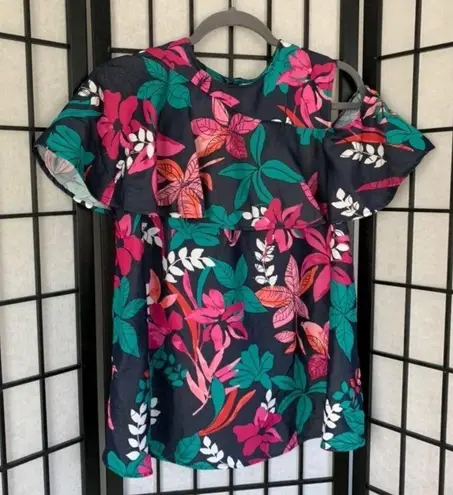 Isabel Maternity NEW Pregnancy Floral Cut Out Shoulder Blouse Pink Small XS