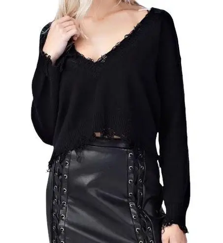 Brooklyn Karma Frayed V Neck Sweater