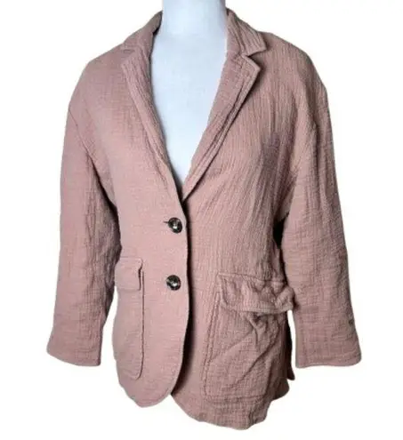 Madewell Linen Blend Gauze Neutral 2 Button Blazer Jacket Size Small