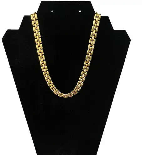 Vintage Napier Designer Patent Gold Tone Choker Necklace 16”