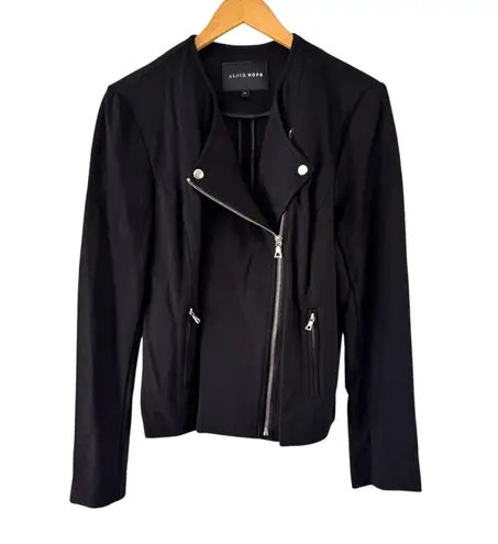 Alice Hope Moto Jacket Black Zip Up Blazer Career Office Fitted Size M Size M