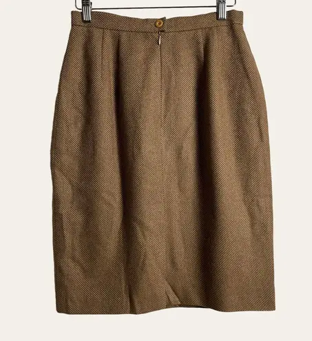 Escada Camel Wool Brown Knit Pencil Skirt Size S