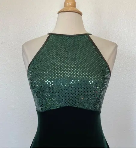 Jump Vintage 90’s Emerald Green Velvet & Sequin Open Back Cocktail Dress