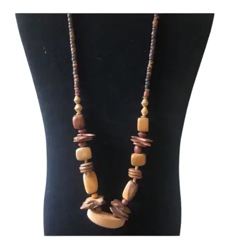 Vintage Bold Earthy Chunky 70’s Various Styles Sizes Wooden Beads Retro Necklace Brown