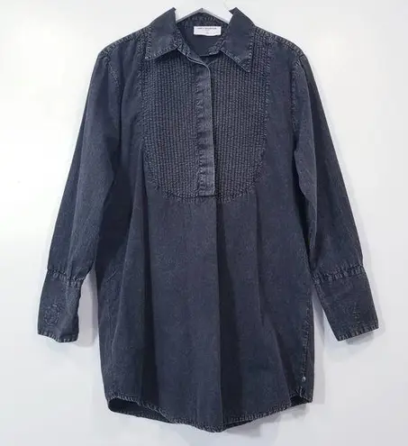 One Teaspoon  Stand By Black Chambray Pintuck Shirt Dress