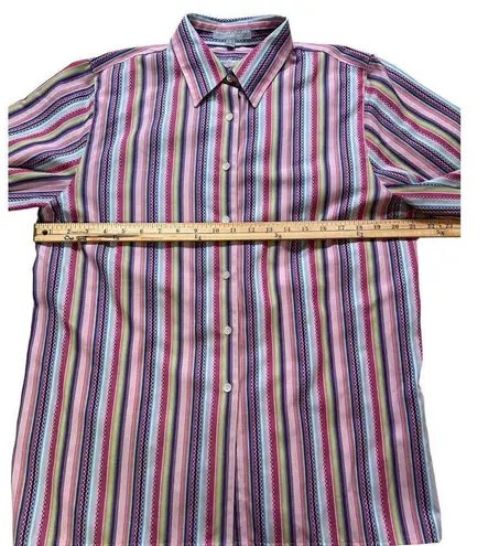 Foxcroft  Wrinkle Free Classic Fit Multicolor Pinstripe Button Down Shirt Size 14