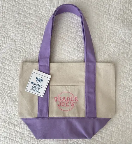 Trader Joe’s Mini Pastel Canvas Tote Bag – PURPLE NWT
