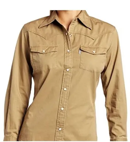 Carhartt  Women's Work Wash Twill
Snap Front Shirt tan camel brown sz Small