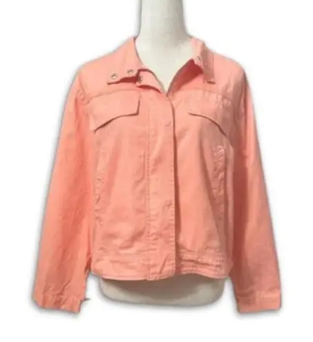 Treasure & Bond Jeans Jacket Waist Length Chest Pockets Lightweight Coral S NWOT