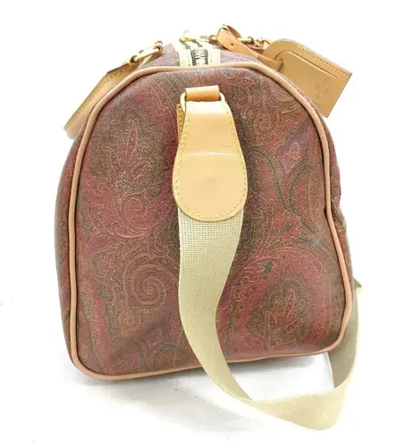 ETRO Milano Red Paisley Boston Weekend Bag With Carry Strap 50 cm