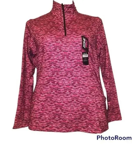 Zone Pro Sz M Womens Active Pullover 1/2 Zip Jacket Pink Spacedye NEW NWT