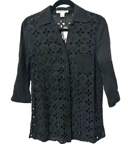 August Silk black long sleeved cut out shirt/dress