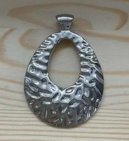 Silver Toned Hammered Metal Necklace Pendant