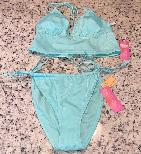 Ninety Nine Bikini Set 2pcs Light Green Ribbed L Bottom XL Top NWT Green Size L