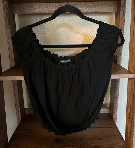 Brandy Melville Black Ruffle Off the Shoulder Top