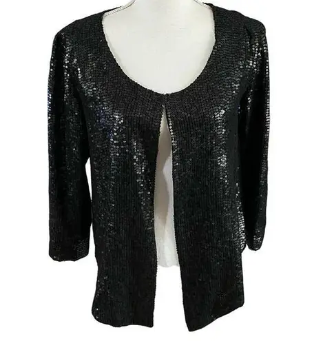 NEW Tucker Size XS Black Sequin Georgette Jacket Silk Lining Butterflies
