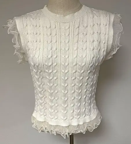 BiBi Contrast Cable Ruffle Sweater Tank Size XS