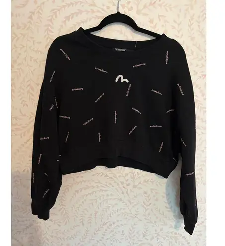 y2k/hype EVISU glitter logo cropped sweatshirt Black Size undefined