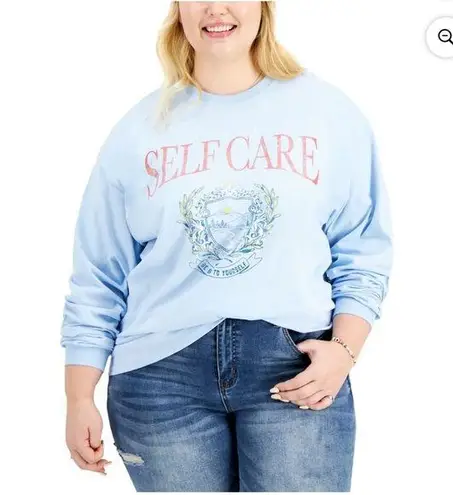 Love Tribe NWT Womens Light Blue Long Sleeve Crew Neck T-Shirt Plus Size 1X