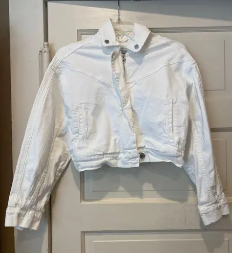 Abercrombie & Fitch Abercrombie White Cropped Denim Jacket
