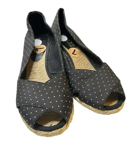 Ralph Lauren Cecilia Navy Polka Dot Woven Platform Espadrille Sandals – Size 7 White