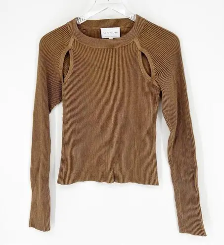 The Fifth Label Cut Out Ribbed Knit Sweater XS Dark Tan