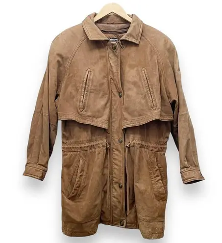 wilson's leather Vintage Brown Leather Adventure Bound Anorak Coat Size Medium