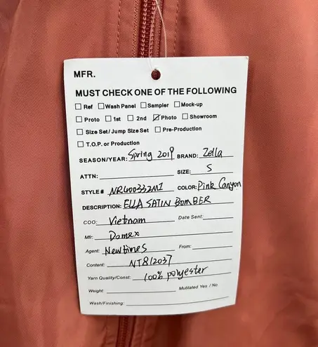 Z By Zella Women's Ella Satin Bomber Jacket in Pink Canyon Size Small