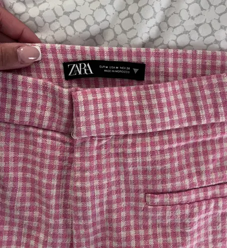 ZARA pink Gingham Trousers