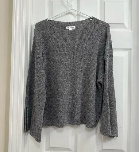 Prologue Black and Gray Oversized Boxy Sweater Relaxed Fit Split Sleeves Size XS