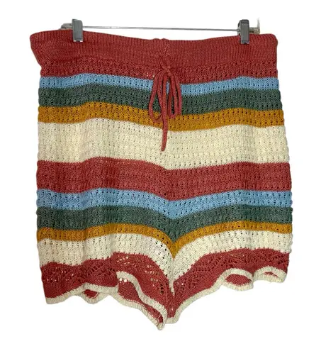 JOLIE & JOY Striped Crochet Shorts Red Size 1X