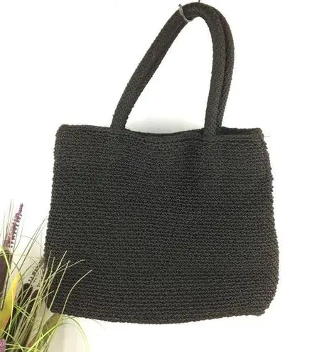The Sak black Woven Crochet Shoulder Top Handle Handbag Bag