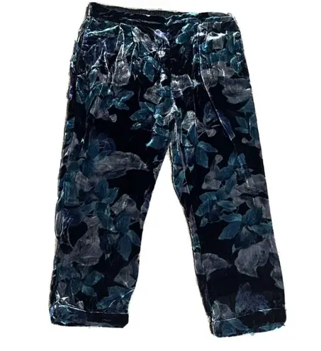 Johnny Was  Glowing Iris Cuffed Pant Sill Velvet Blue Floral Large