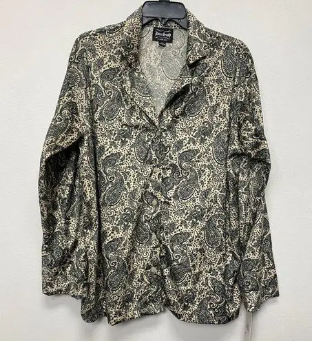 Dogg Supply by Snoop Dogg Large Paisley Button Down Sleep Top Pajama Lounge Tan