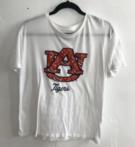 Auburn Patchwork White Tee Sz L Size L