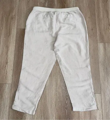 J. Jill Linen Blend Tan Tie Waist Pants Pockets Button Cuff Hem Sz XL Petite
