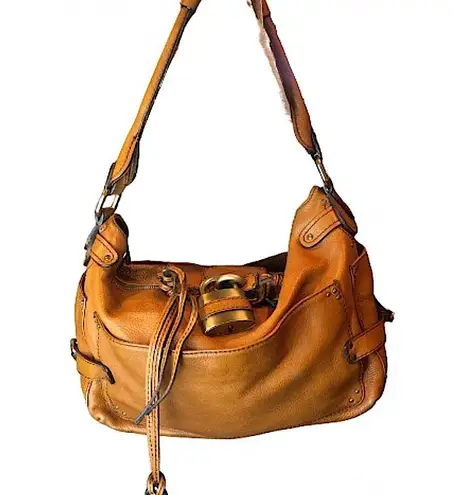 Chloé CHLOE PADDINGTON British Tan Leather Hobo Shoulder Bag with Lock Key
