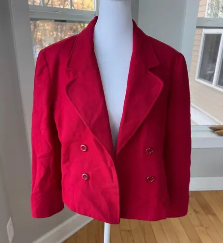 Vintage Requirements Petites Red Wool Cropped Trench Coat Short Jacket Size 8