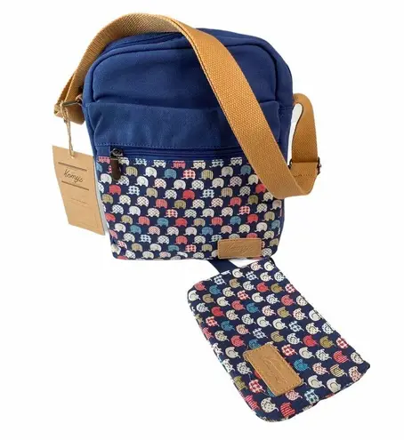 new Kemy’s ☀︎︎ Crossbody Purse Handbag Bag ☀︎︎ Elephant Print ☀︎ Navy Blue ☀︎