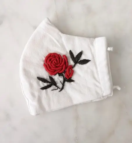 Rose Handmade Embroidered Pocket Filter Face Mask
