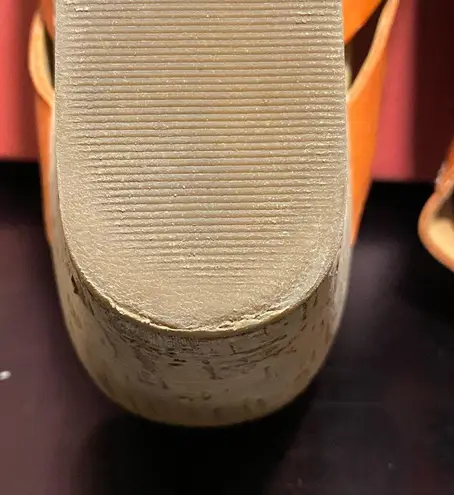 Cobb Hill by Rockport Alleah slingback wedge sandal size 9W Orange w/ cork sole