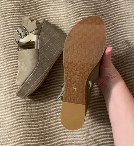 BC Footwear BC Taupe Embossed Faux Snakeskin Platforms