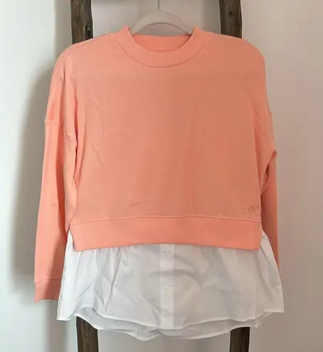 Calvin Klein Jeans NWT Peach Shirttail Twofer Sweatshirt  Size XS